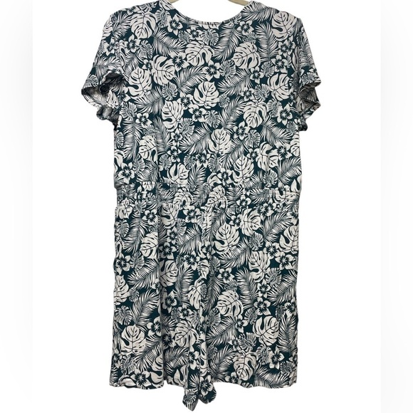 Loft Beach Floral Tie Cutout Romper Size L Precious Emerald - Picture 5 of 6
